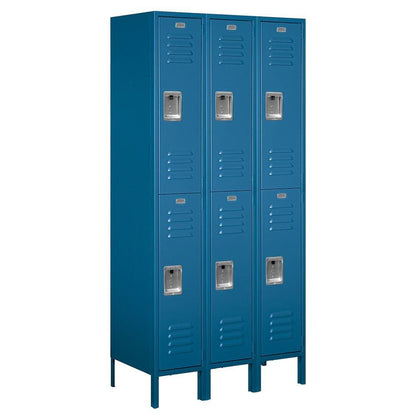 Salsbury Industries 62368BL-U Unassembled Standard Metal Locker with Double Tier, Blue