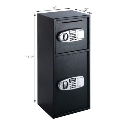 GLACER Safe Box, Digital Double Door Safe Box with Emergency Keys, Digital Keypad with Clear Display, Depository Drop Safes, Home Office Security Lock Digital Safe for Cash, Gun, Jewelry