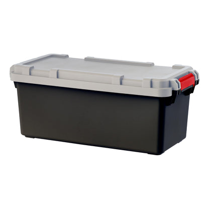 IRIS USA 2 Pack TrailBox, 15 Gallon Lockable Storage Trunk Box, Truck Bed Bin Heavy-Duty Containers Camping Gear, Adventure Chest - Dark Gray/Gray