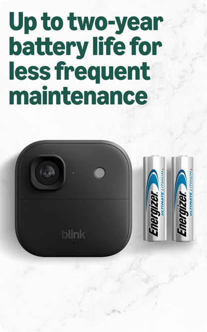 Blink Outdoor 2K+ (newest model) — Wireless smart security camera, 2K video resolution, enhanced audio, two-year battery. Sync Module Core included — 5 camera system (Black)