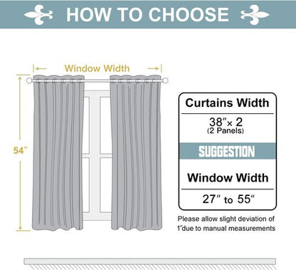 ChrisDowa Blackout Curtains - Thermal Insulated Room Darkening Drapes for Bedroom & Living Room | Dark Grey, 38"W x 54"L