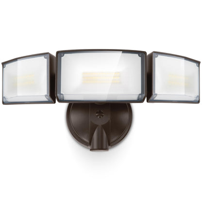 LUTEC 75W LED Flood Light, 8000 Lumens, 3 Adjustable Heads, 5000K Daylight, IP65 Waterproof, 1 Pack, Brown