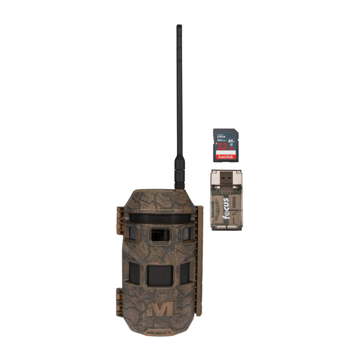 MUDDY Trifecta 180 Cellular Trail Camera 36MP 1080p (Brown) Bundle with 32 GB Memory Card and Card Reader (3 Items)