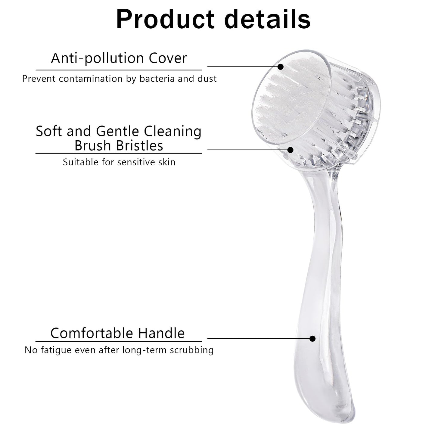 3 Pcs Facial Cleansing Brush, Useekoo Manual Face Brushes for Cleansing and Exfoliating, Face Scrubber to Massage, Deep Pore Exfoliation, Makeup Remove and Skin Care with Soft Bristles