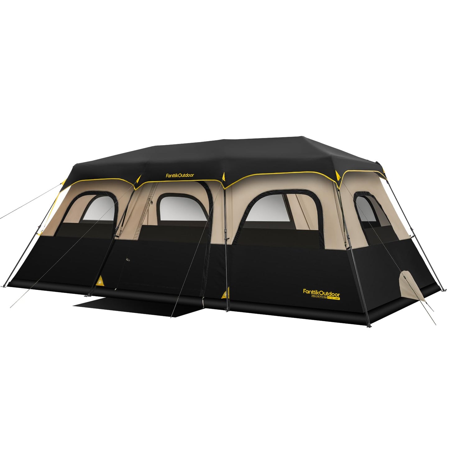 FanttikOutdoor Zeta C12 Pro Max Instant Cabin Tent 12 Person Camping Tent Setup in 90 Seconds with Rainfly & Windproof Portable with Carry Bag for Family Camping & Hiking, Upgraded Ventilation, Khaki