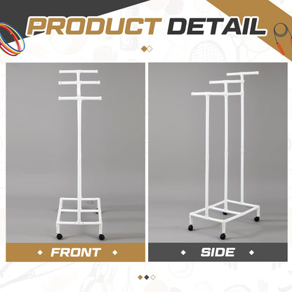 Duraaamo PVC Hoop Cart Plastic Jump Rope Rack with Wheels Movable Hoop and Rope Holder PE Equipment Stand for Storage Indoor Outdoor Sports Elementary School Gear, 28 x 18 x 69 Inch