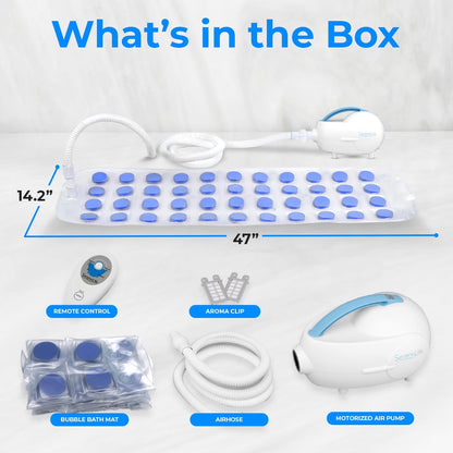 Portable Spa Bubble Bath Massager - Thermal Spa Waterproof Non-slip Mat with Suction Cup Bottom, Motorized Air Pump & Adjustable Bubble Settings - Remote Control Included - Serenelife PHSPAMT22
