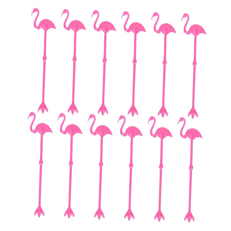 SHOWERORO Flamingo Stirring Rods 12 Pcs Plastic Cocktail Swizzle Sticks 8.5 Inch Beverage Mixers for Parties Bars Home Entertaining