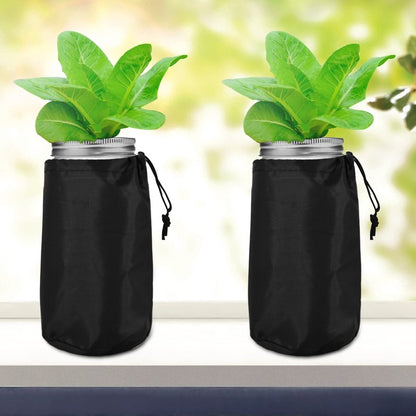 12pcs Kratky Wide Mouth Hydroponic Cover Lids with Blackout Sleeves and Hole for Mason Jars