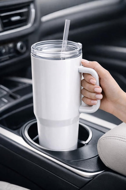 40 oz Stainless Steel Insulated Tumbler With Handle and Straw, Leakproof Lid, Double wall Vacuum Travel Mug, Keeps Drinks Hot and Cold 24h, Large Reusable Water Bottle, Car Cup Holder Friendly.