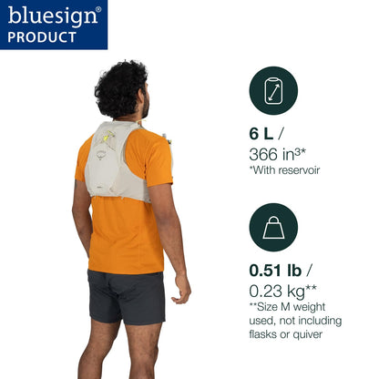 Osprey Duro 6L Men's Running Hydration Vest with Hydraulics Soft Flasks - Adjustable Water Pack with Pockets, Black, Medium