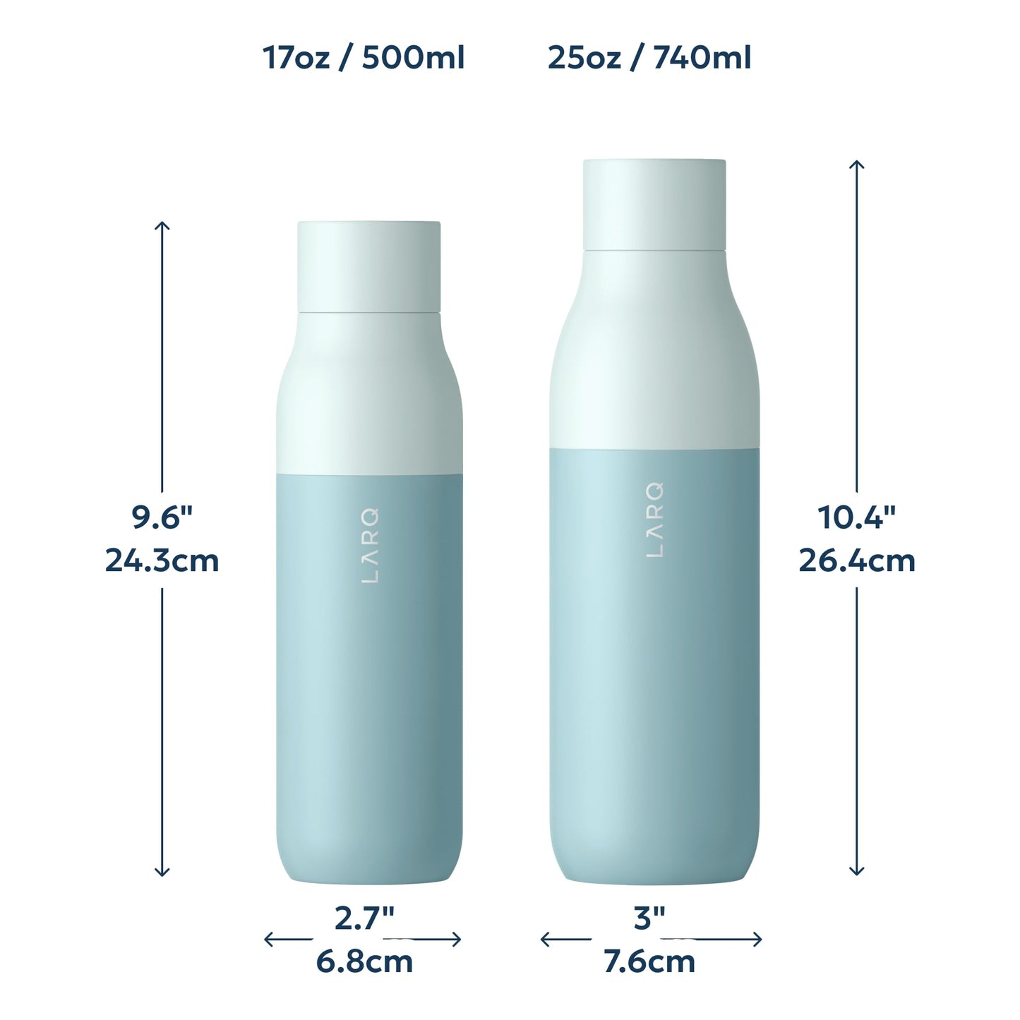 LARQ Bottle PureVis 25 oz - Self-Cleaning and Insulated Stainless Steel Water Bottle with UV Water Purifier and Award-winning Design | Reusable & Travel Friendly, Seaside Mint