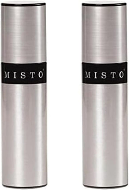 Misto Aluminum Oil Sprayer, Set of 2, Versatile Refillable Aerosol Sprayers for Olive Oil, Vinegar, Lemon Juice, Dressings, and More, Ideal for Cooking, BBQ, and Air Fryers