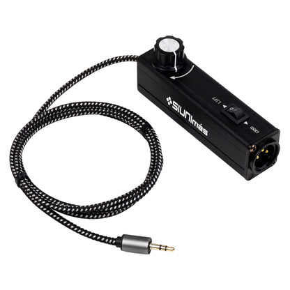 SIUNIMAS Pro 01A AUX to XLR 3Pin Noise Isolation Direct Box with Volume Controller and Grounding Switch Build-in Nylon Braided Cord Length 3.5ft Quality Durable 3.5mm AUX Plug (Pro 01A AUX-XLR)