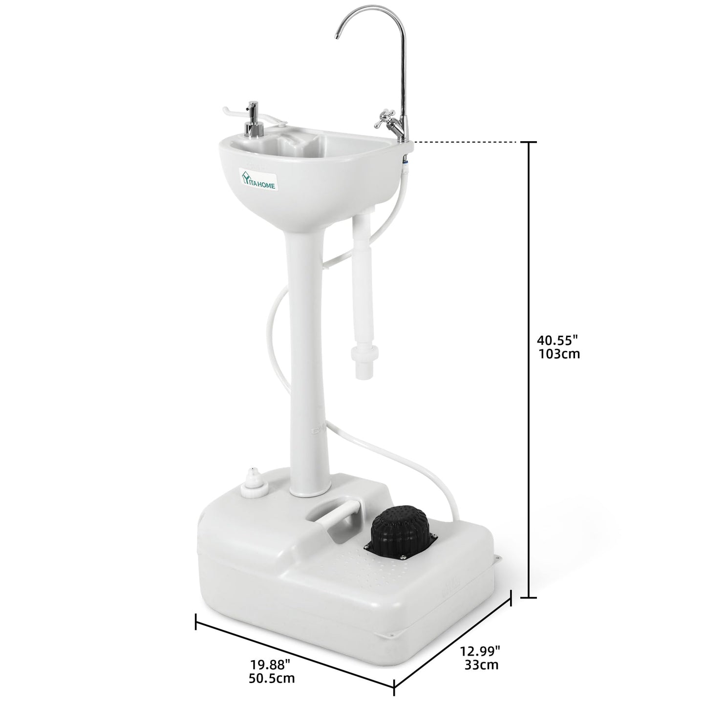 YITAHOME Upgraded Portable Sink Camping Hand Washing Station with 17 L Wash Basin Stand, Rolling Wheels, Soap Dispenser, Towel Holder, for Garden, Outdoor, Travel, Boat, Gather, Indoor, Worksite