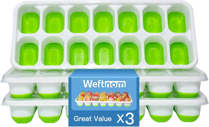 Silicone Ice Cube Tray - Easy-Release Stackable Design | 3 Pack with Lids - BPA-Free & Odor-Free