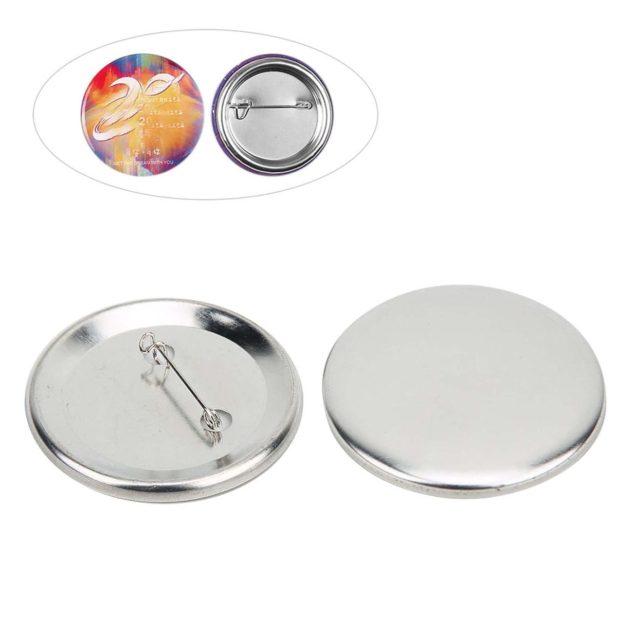 100 Sets 56mm Badge Pin Button Parts, Badge Making Supplies Crafts Materials for Button Maker Machine