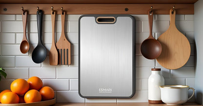 Titanium Cutting Board - 2-in-1 Double-Sided Food Grade Pure Titanium & PP | Large 16” × 11” for Easy Cleaning