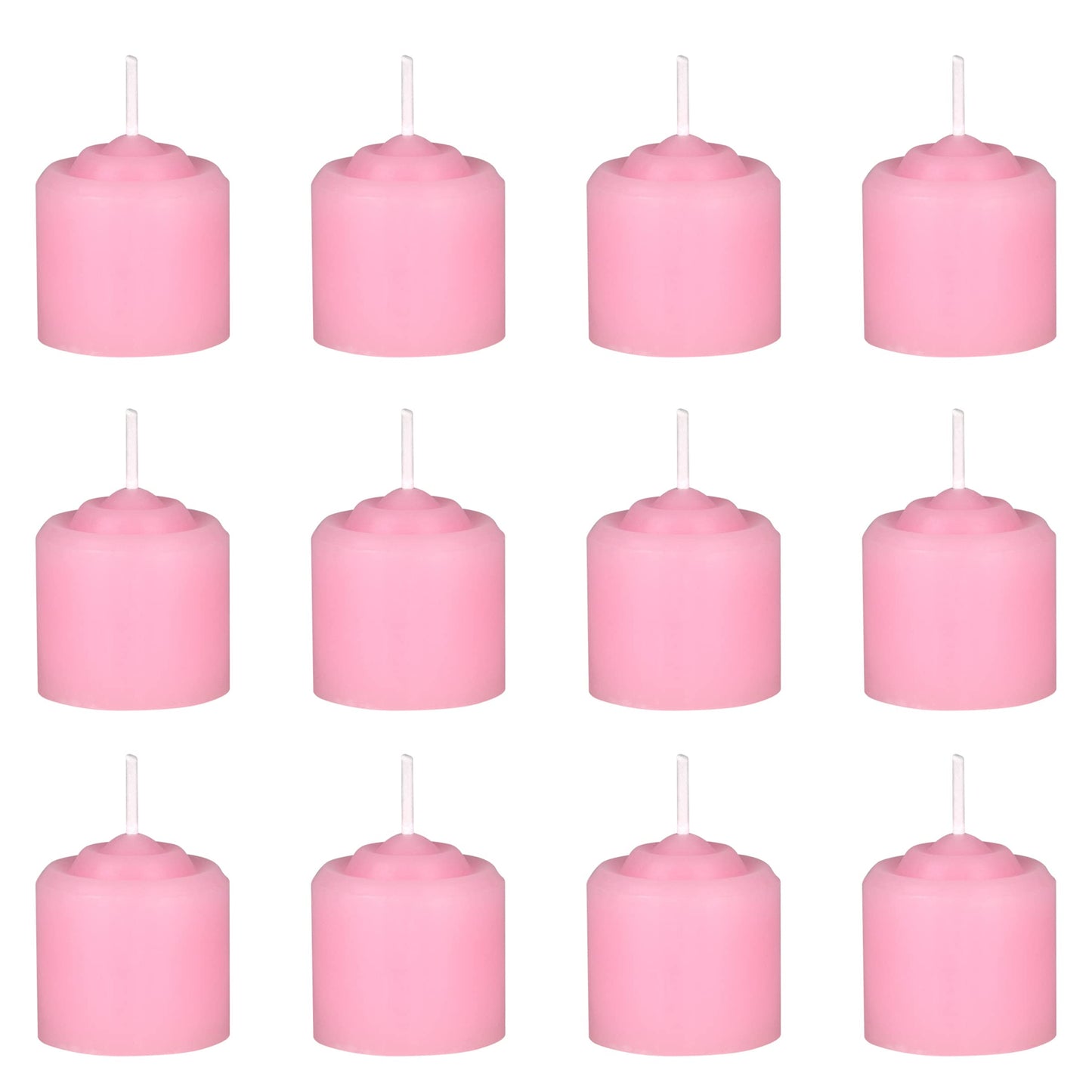 Mega Candles 12 pcs Unscented Pink Votive Candles, Hand Poured Wax Candle 10 Hours 1.38 Inch x 1.5 Inch, Home Décor, Wedding Receptions, Centerpieces, Occasions, Events, Festivities, Meditations