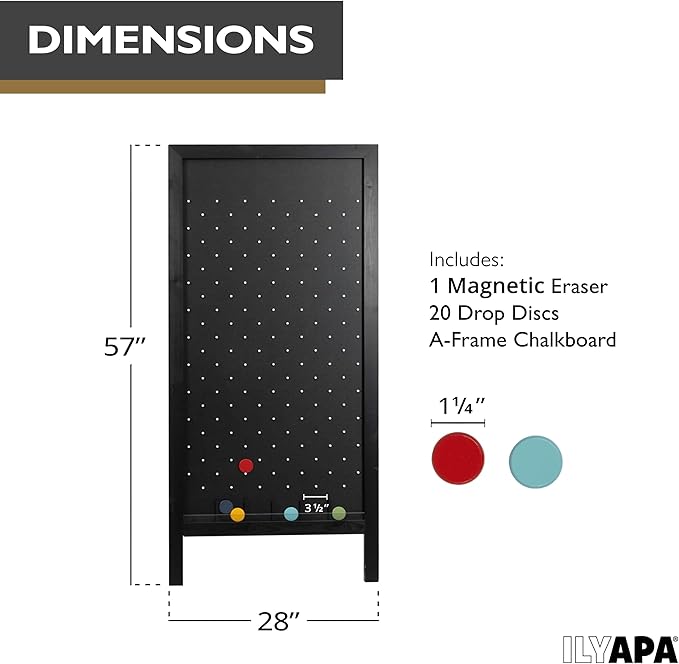 Ilyapa Extra Large Prize Drop Board Game - 28x57 Inch for Events Trade Show &amp Carnival Double Sided Wooden A-Frame Chalkboard Sign Eraser