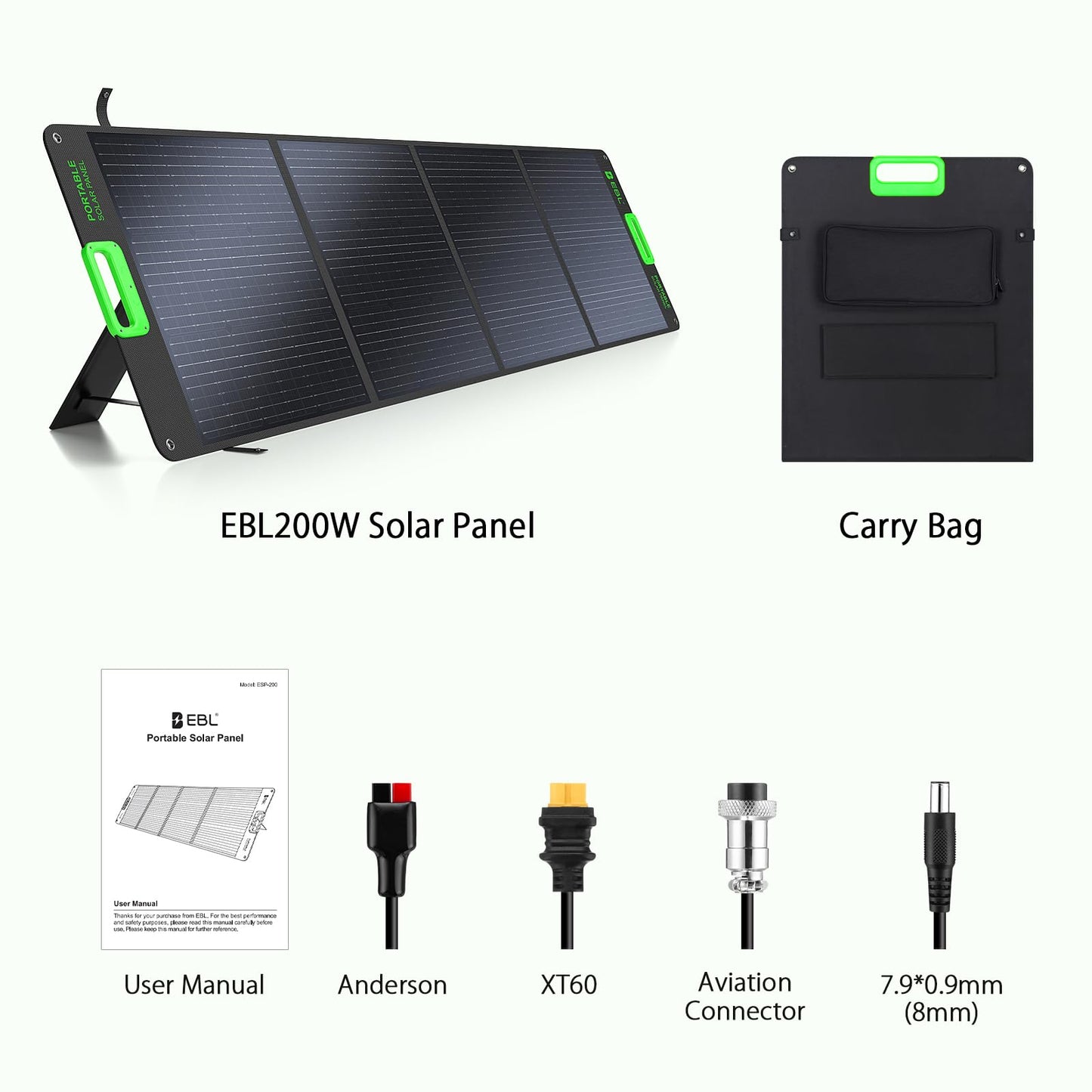 200W High Efficiency ETFE Foldable Solar Panel for Portable Power Station, IP65 Waterproof Solar Charger with Kickstands, DC XT60 & Anderson Outputs for Outdoor RV Camping Emergency Blackout