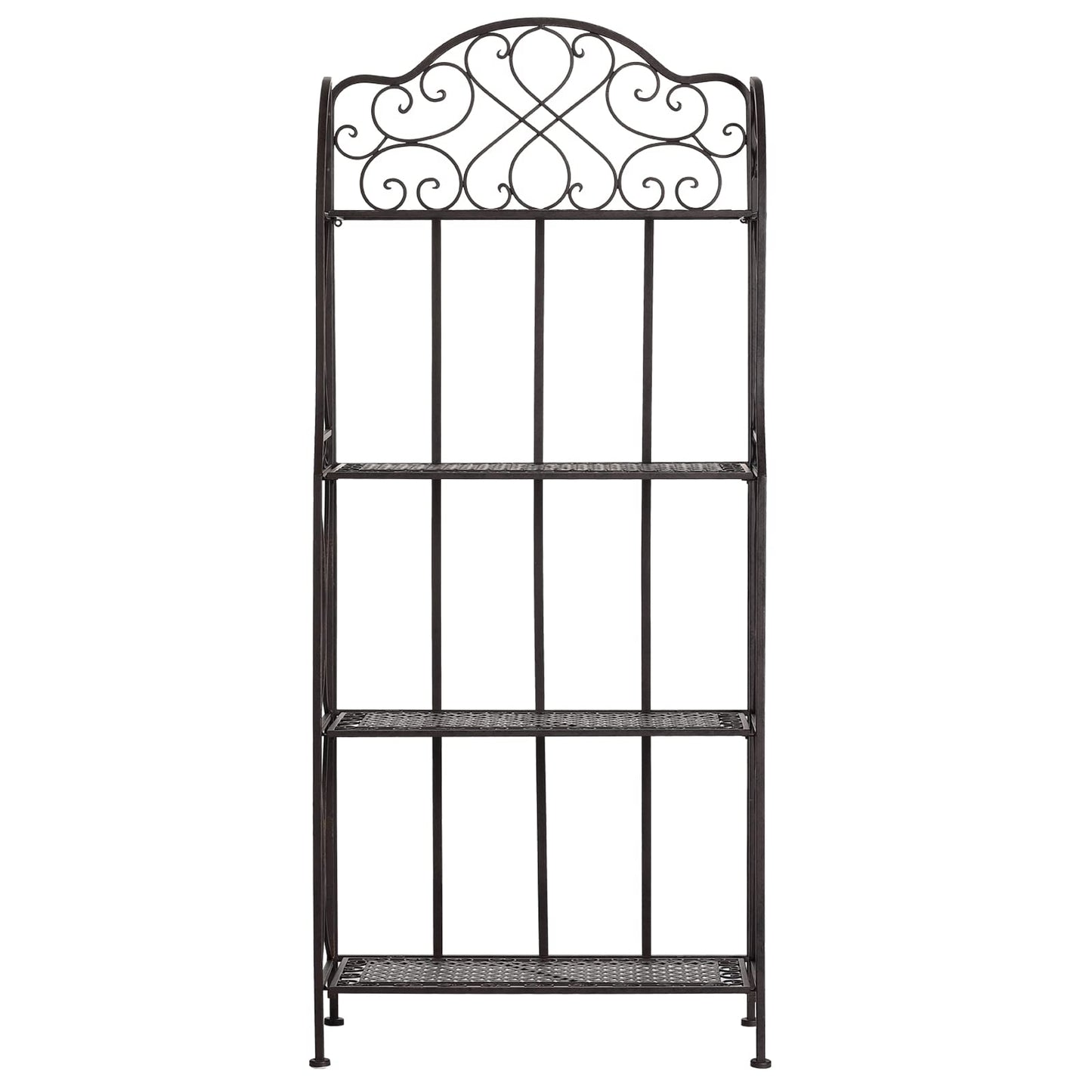 XAONIEN Antique Bronze Four-Tiered Metal Baker's Rack,Free Standing Book Shelves Plants Stand for Kitchen Patio Front Porch Dining Room Living Room,27" X 14" X 65"