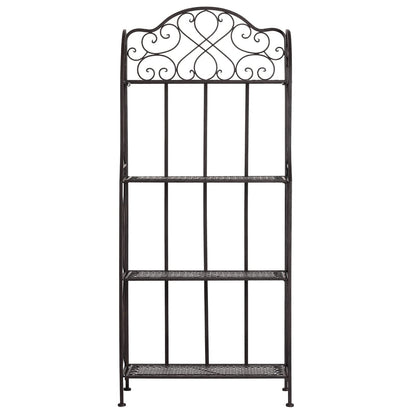 XAONIEN Antique Bronze Four-Tiered Metal Baker's Rack,Free Standing Book Shelves Plants Stand for Kitchen Patio Front Porch Dining Room Living Room,27" X 14" X 65"