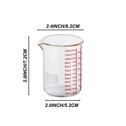 High Borosilicate Glass Measuring Cup-V-Shaped Spout,120ml(4OZ) Glass Measuring Beaker for Kitchen or Restaurant, Easy to Read(Pack of 2)