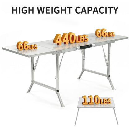 CAMPJOURNEY Folding Table IGT Camping Table, Portable Outdoor IGT Cook System, Stainless Steel Camp Table with Carry Bag for Car Camping Picnic RV Trip Patio Backyard BBQ