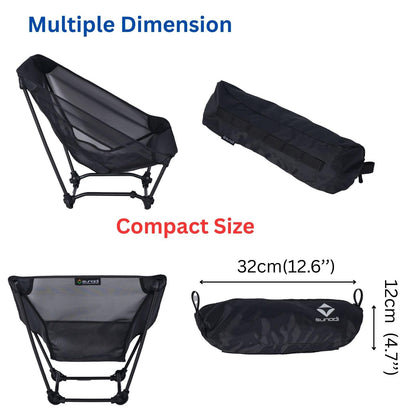 Ultralight Backpacking Chair,Carbon Fiber Legless Ground Chair,Folding Camping Chair,Lightweight Portable for Adults,Hiking,Camping,Picnic,Fishing,RV,Balcony,Paddleboard,Beach,Indoor (Black)