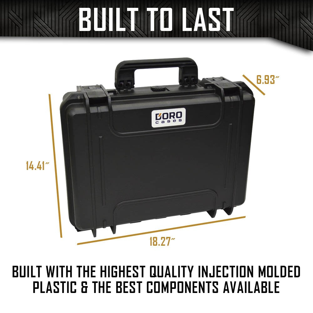 4 Pistol 12 Magazine Doro Gun Case with Custom MyCaseBuilder Foam Insert | Waterproof, Heavy Duty | Tactical Firearms, Ammunition and Accessory Holder | Hard Gun and Magazine Case | 18 x 14 x 7 Inches