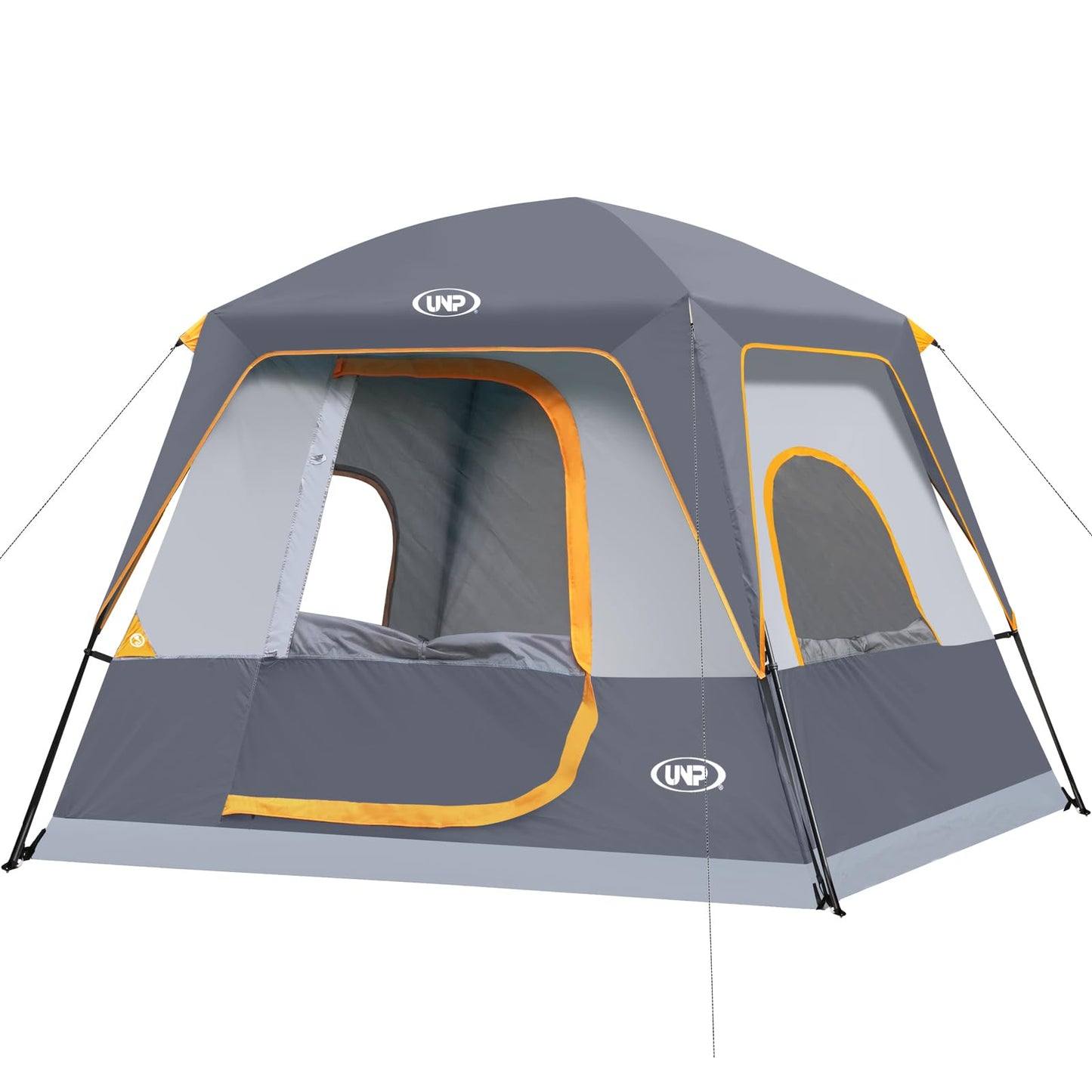 UNP 4-Person Tent, Portable Cabin Tent, Camping Tent 4 Person Easy Set Up, Waterproof with Top Rainfly for Outdoor Camping/Hiking (Gray)