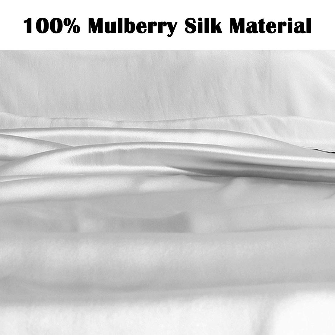 Cozysilk 100% Mulberry Silk Sleeping Bag Liner - 19 Momme Silk Single Size Sleep Sack, Lightweight Travel and Camping Sheet for Hotel (Light Grey, Single Luxury - 41 x 87 inch)