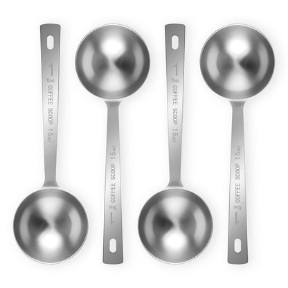 Flezoo 4Pcs Coffee Scoop Spoon - 1 Tablespoon 15ML Stainless Steel Long Handle Measuring Spoons for Ground Coffee, Loose Tea and Powder