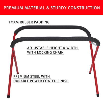Portable Workbench Folding Work Stand, 2Pack 1,000 Pound Capacity Foldable Work Table, Heavy-Duty Bumper Stand for Garage and Shop in Red