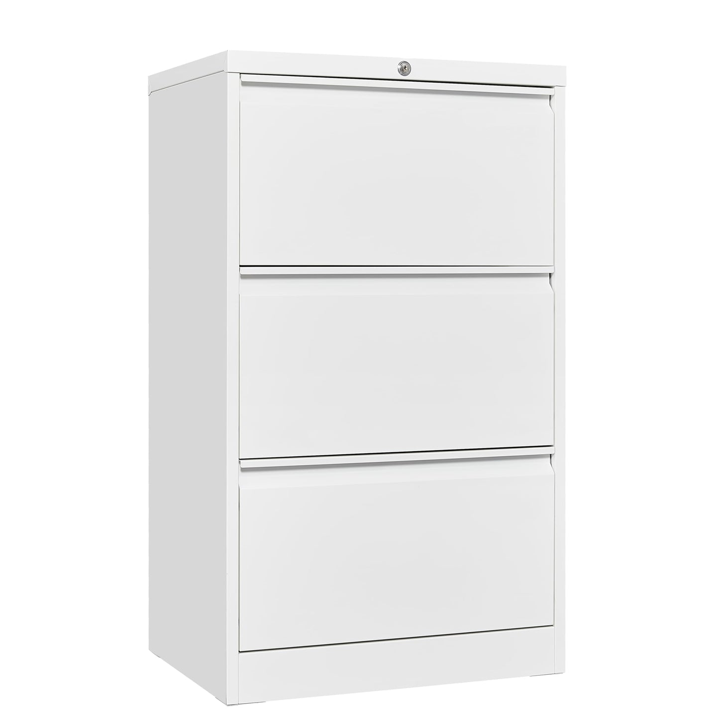 MilleLoom 3 Drawer Lateral File Cabinet Metal Lateral Filling Cabinet with Lock, Lockable File Cabinets for Home Office with Letter/Legal/F4/A4 Size Storage White