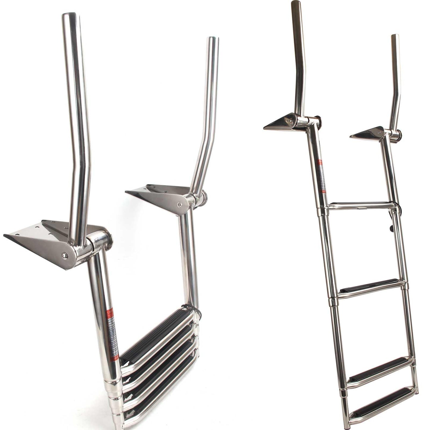 Mojiate 4-Step Telescoping Boat Ladder - Foldable 316 Stainless Steel with Handrail, 900lbs Capacity for Marine, Yacht & Pool Use