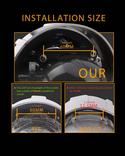 Qasim 5050 LED Car Devil Eye RGB Headlights DRL 12V DC for 2.8in BI Xenon Projector Lens Black
