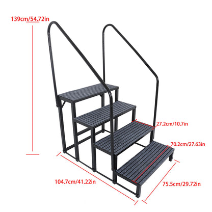 labwork 4 Step RV Steps with 2 Handrails w/Step Mat 660 lbs Load Capacity Spa Steps Outdoor Stairs for 5th Wheel RV Camper Trailer Porch with Non-Slip Mats