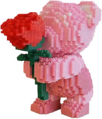 Bridal Bouquet Bear Building Block SetTeddy Building Blocks Bear (1842PCS)Pink Bear Micro Building BlocksGifts Suitable for Adults