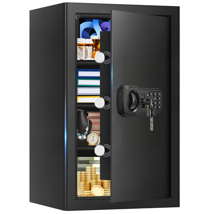 5.2 Cuft Large Home Safes Fire Waterproof, Fireproof Safe Box for Home with Programmable Keypad, Spare Keys and 3 Removable Shelves, Anti-Theft Security Fireproof Document Safe for Money Valuables