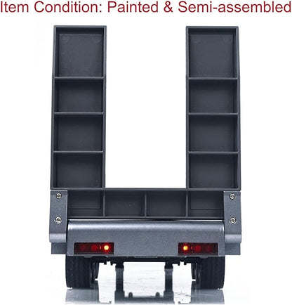 73.5Cm Plastic Semi Trailer Flatbed 1502 for 1/18 Remote Control Tractor Truck Huina 1501 Electronic Support Legs Tail Board fit with TH25071 770S Tractor for Ages 14+(Gray)