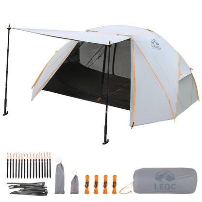 LEQC 2 Person Lightweight Backpacking Tent – 5000mm Waterproof Silicone Nylon, 7001 Aluminum Poles, YKK Zippers, Compact 3-Season Hiking & Camping Tent with Front Vestibule
