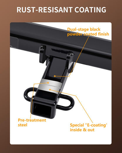 TULALUX 2" Receiver Trailer Hitch for 2018–2025 Jeep Compass & 2017 Mexico-Built Compass | Class 3 Tow Hitch | 4,000 lbs Towing Capacity