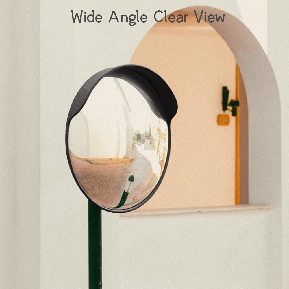 Morimoe Safety Convex Mirror, Acrylic Curved Traffic Mirror, Adjustable Bracket for Outdoor Indoor, Wide Angle Clear View (Size: 24")