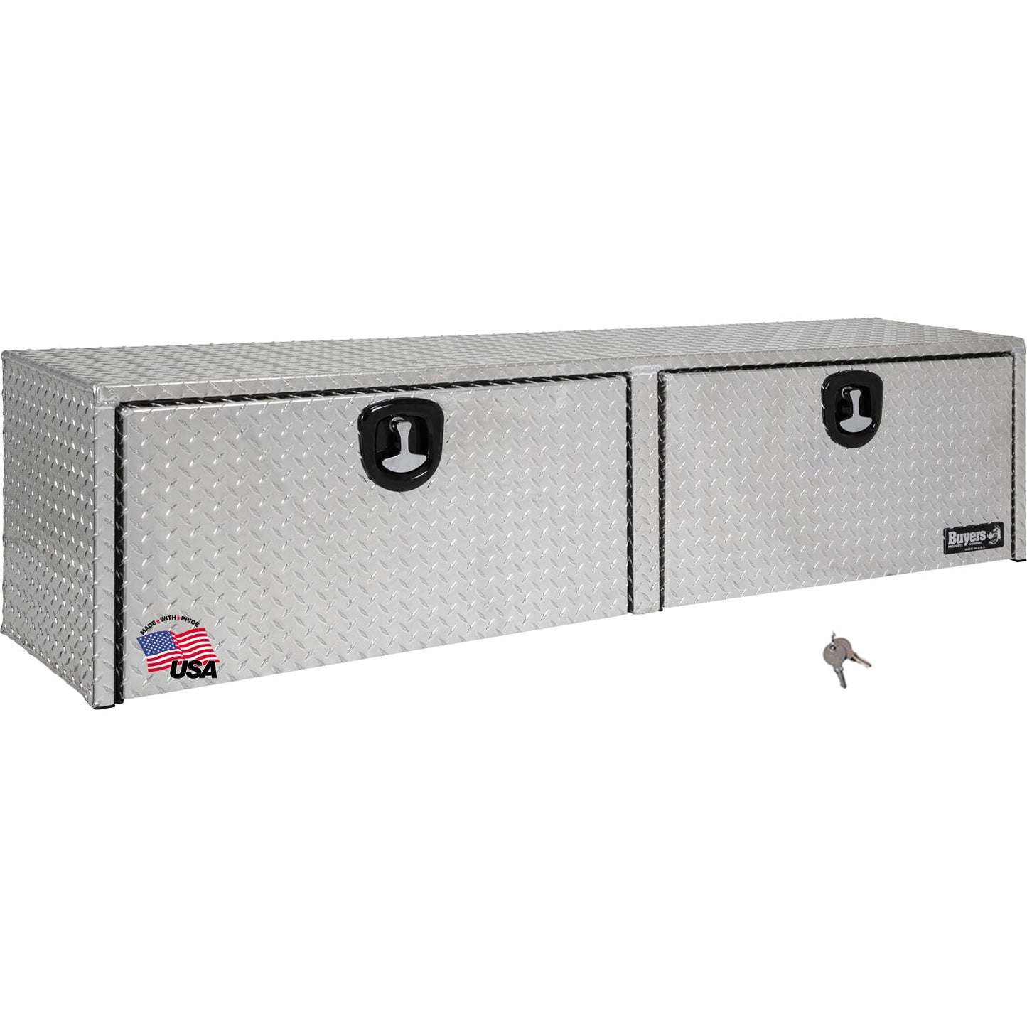 Buyers Products 1701551 Silver Aluminum Diamond Tread Topsider Truck Tool Box, 72x13x16 Inch, Made in USA, Professional Grade, Heavy Duty, Corrosion Resistant, Dual Drop Doors, Compression Latch