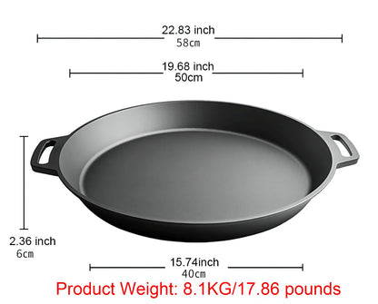 20-inch Pre-Seasoned Cast Iron Skillet - Dual Assist Handles - Nitrided Rust-Proof - For Oven, Stovetop, Grill & Campfire