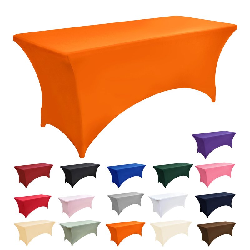 ZarzaaSik 10-Pack 4ft Spandex Table Covers for Rectangular Folding Tables - Wrinkle Resistant Stretch Tight Table Cloths - Fitted Table Protector for Parties, Trade Shows, Banquet, and Wedding