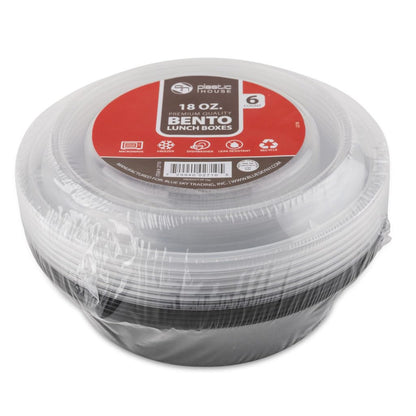 Bento Round Lunch Boxes - 18 oz, Plastic - Case of 144 - For Meal Prep, Lunches & Takeout