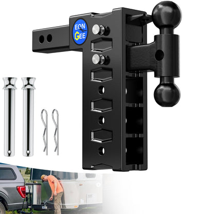 Trailer Hitch Fit 2-Inch Receiver, Drop Hitch 10" Drop & Rise, Adjustable Tow Hitch for Trucks 8000 LBS Towing Capacity with 2"& 2-5/16" Dual Ball Mount, Includes Pintle Lock & Hitch Pins & Clips